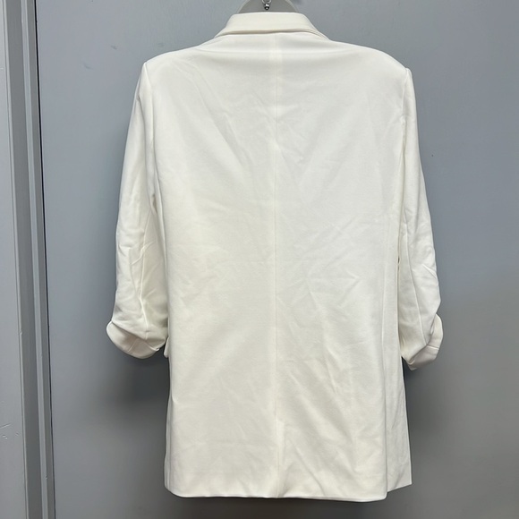 NWT Deluc Women’s White Ruched Convertible Sleeve Blazer Size Small - Picture 5 of 11